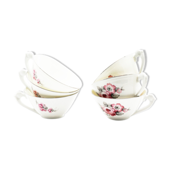 6 cups porcelain flowers of limoges