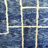 Moroccan Berber carpet Beni Ouarain blue mottled with white patterns 3,37x2.08m