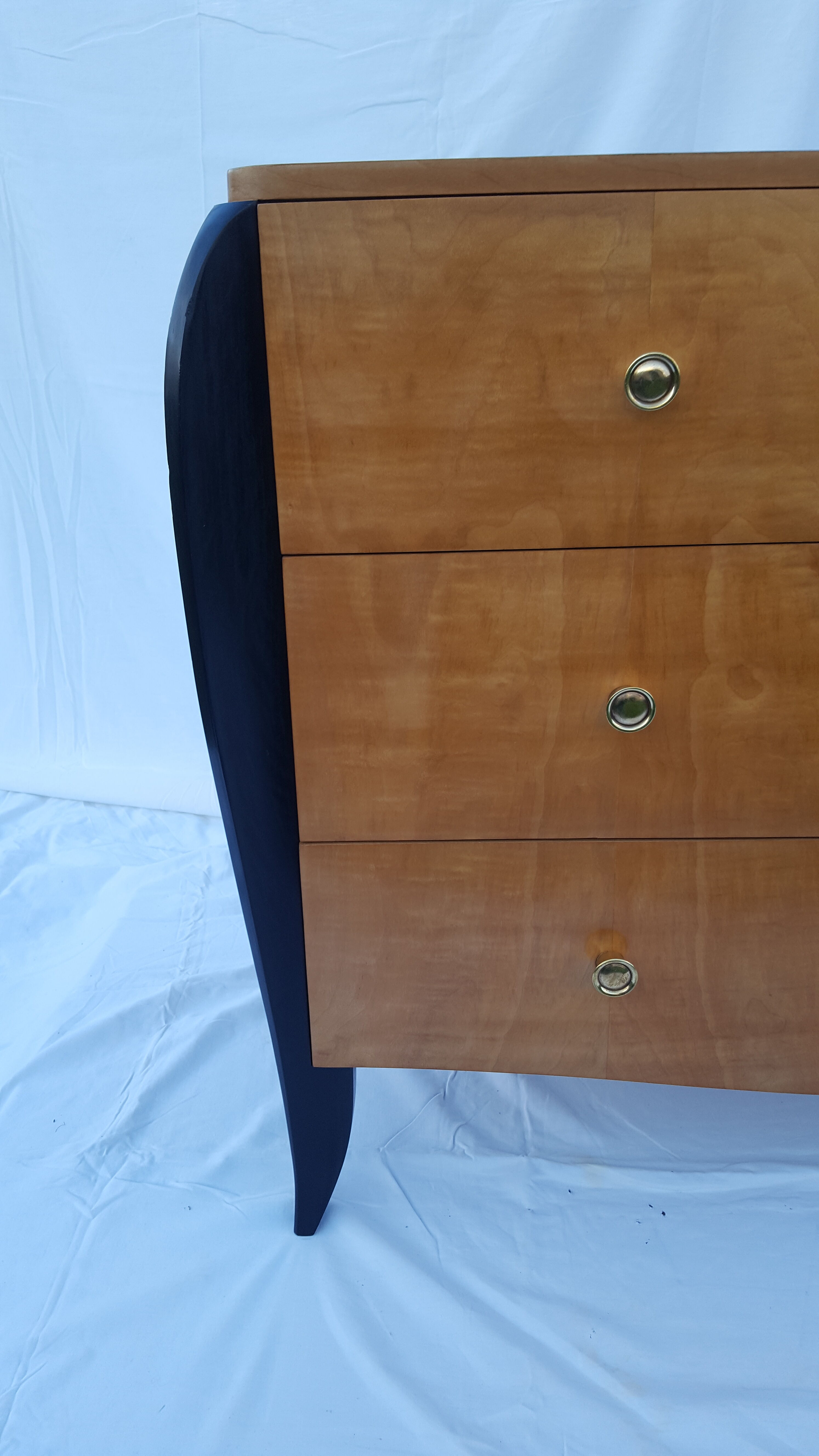 Art deco chest of drawers in sycamore stamped