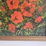 Tableau Huile sur Toile Nature morte fleurs Coquelicots Signé P Livera