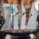Large model of a three-masted ship, 105 cm x 100 cm x 20 cm.