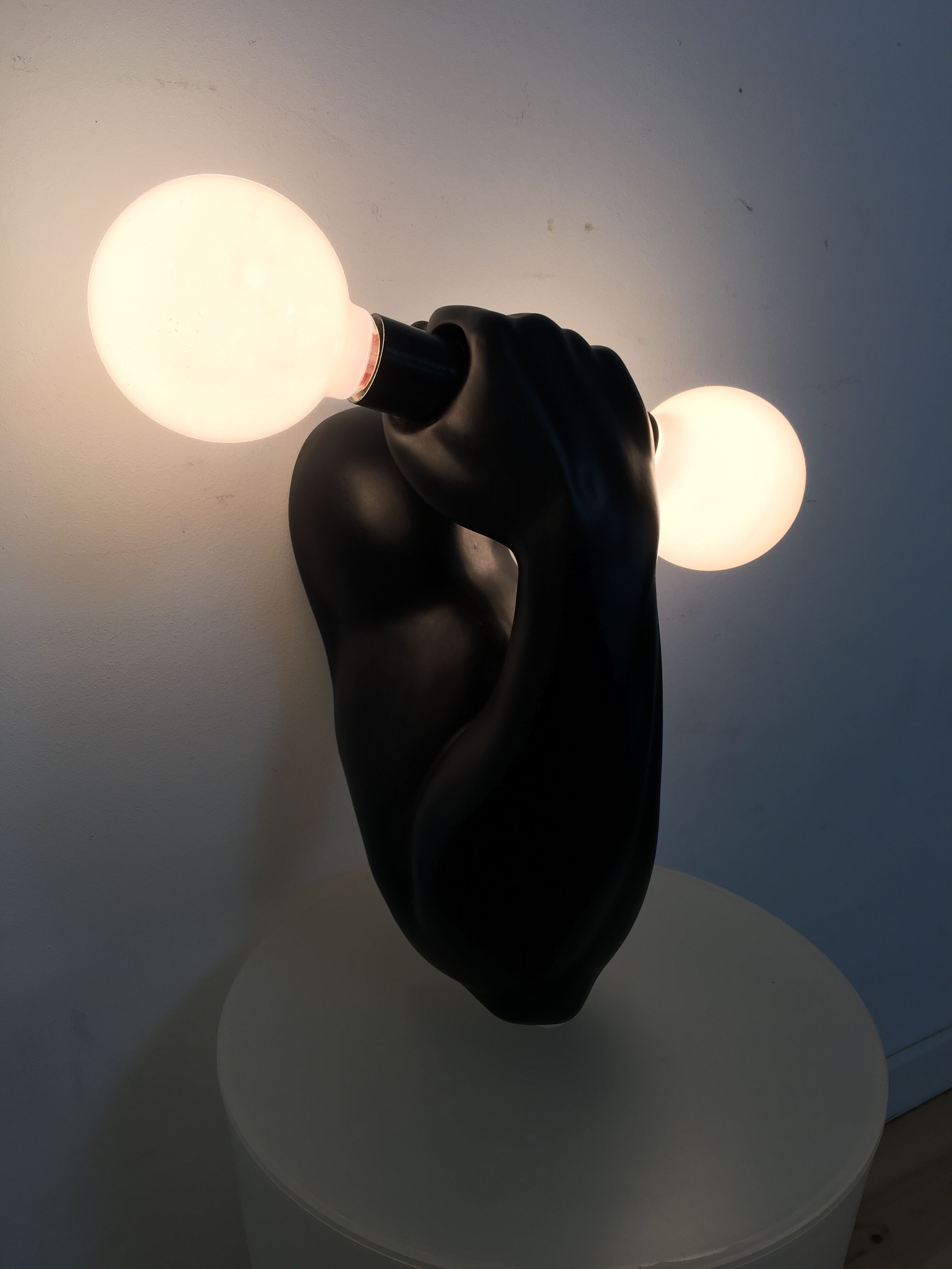 "Haltère" sconce by J.C. Peiré 1980, black ceramic