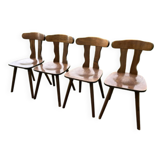 Ensemble de 4 chaises bistrot style brutaliste des années 60'