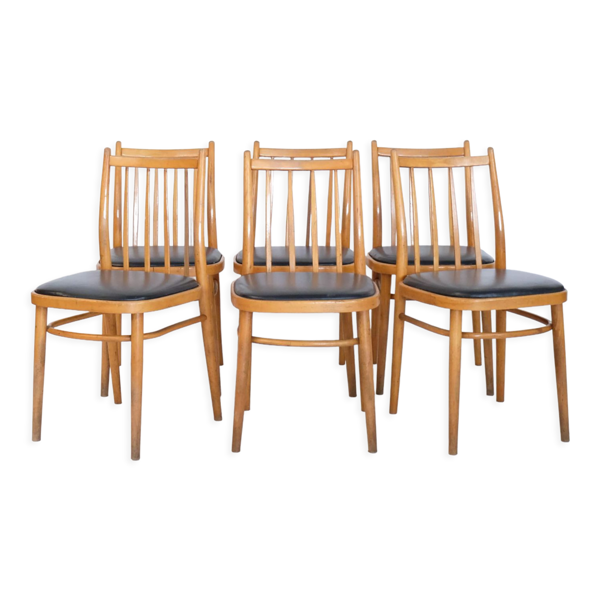 Series of 6 wooden chairs