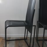 Lot de 4 chaises vintage cuir piqure sellier