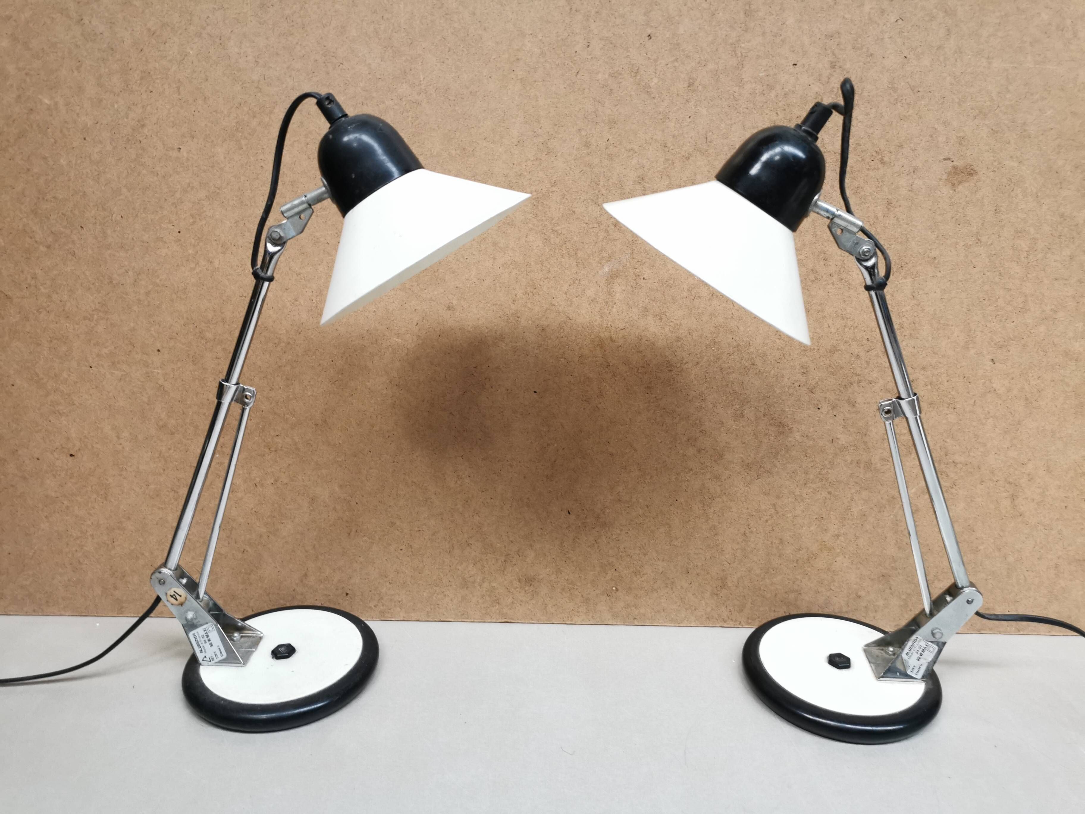 Pair of vintage desk lamps from the 60s and 70s aluminor
