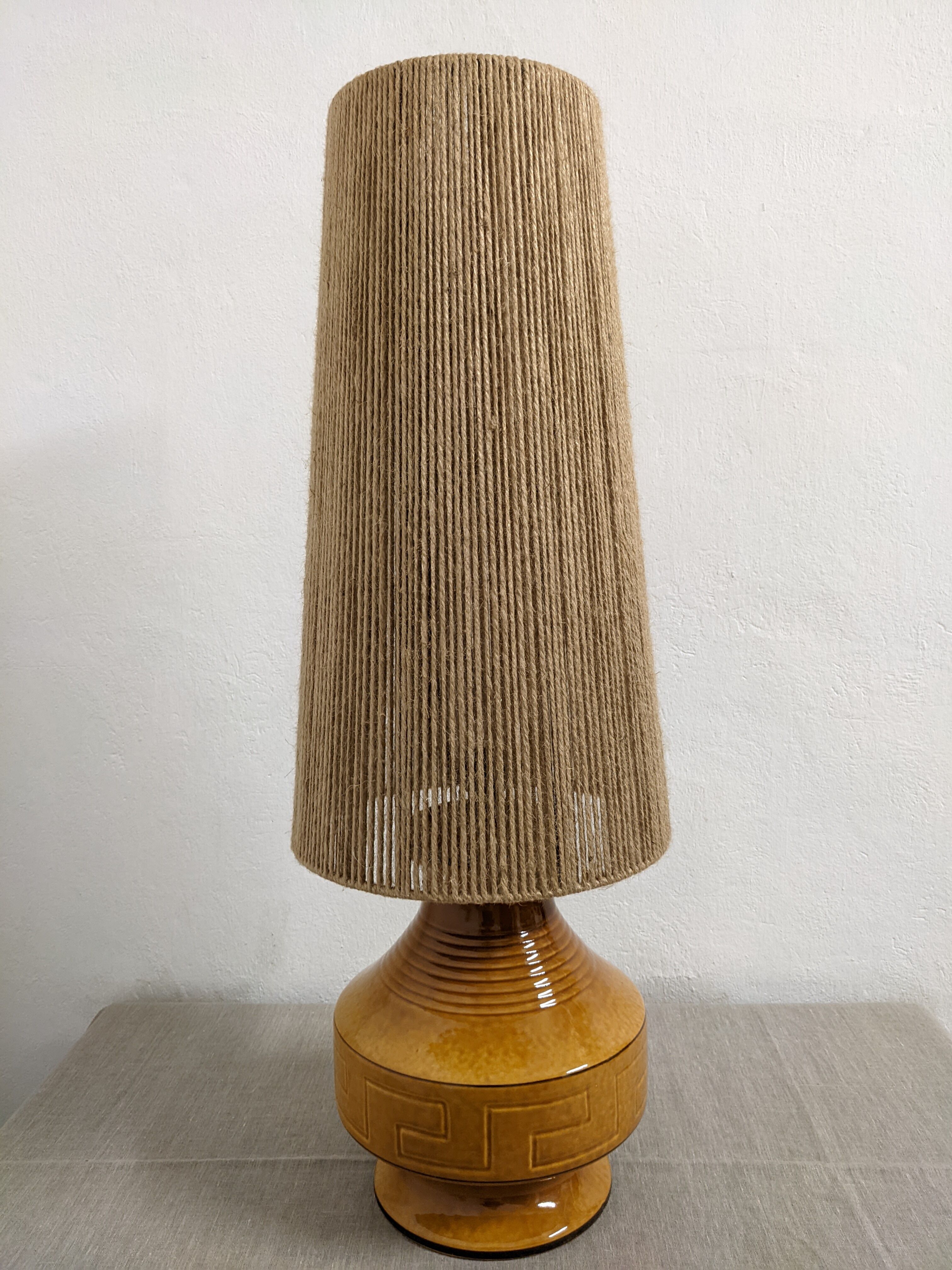 Vintage ceramic lamp and jute rope