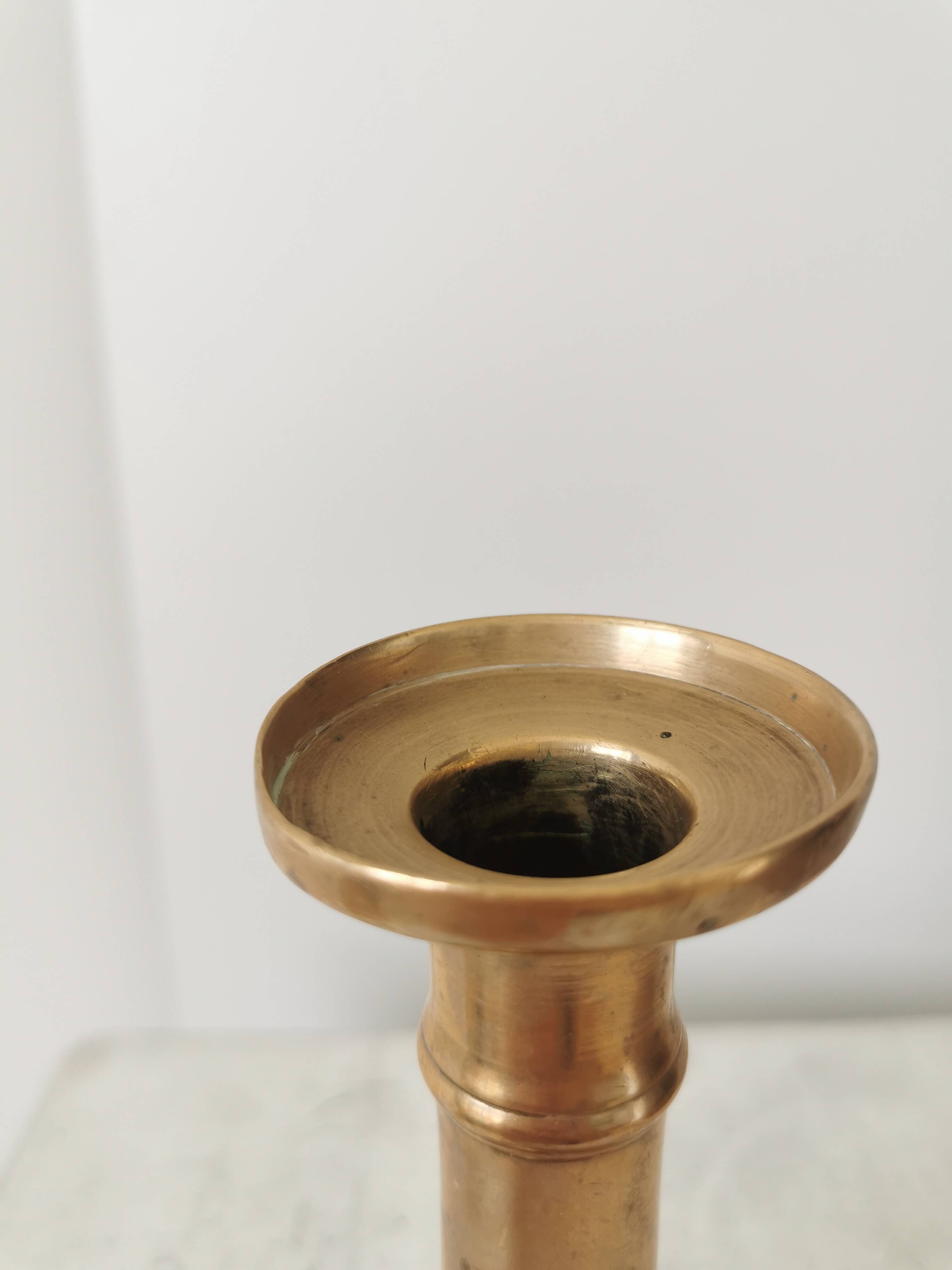 Vintage Gold Brass Candlestick: 1970s Home Decor