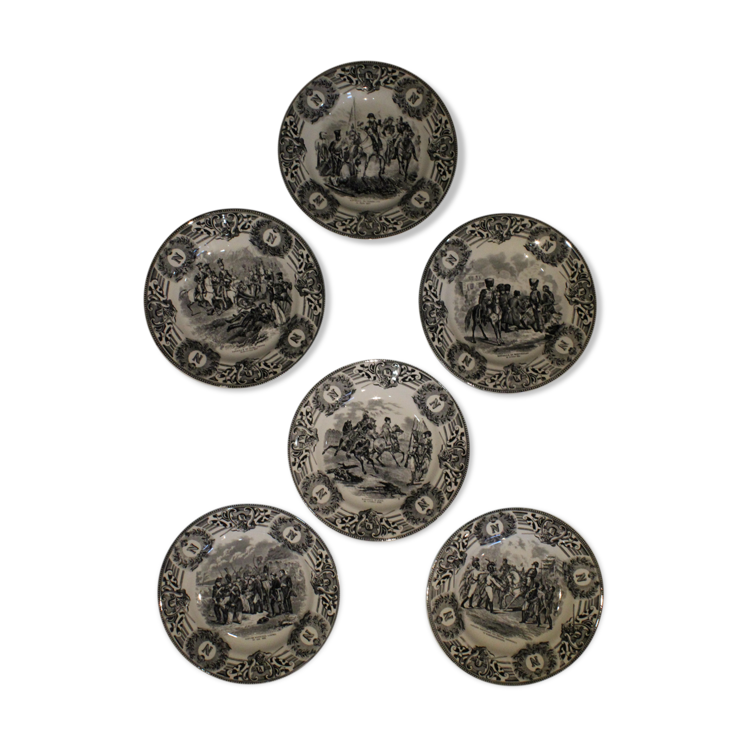 Series of 6 talking plates Napoleon Boch la Louvière