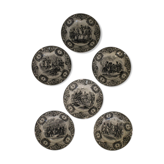 Series of 6 talking plates Napoleon Boch la Louvière