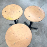 Industrial metal and wood stools with star legs Netherlands 1970s