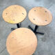 Industrial metal and wood stools with star legs Netherlands 1970s