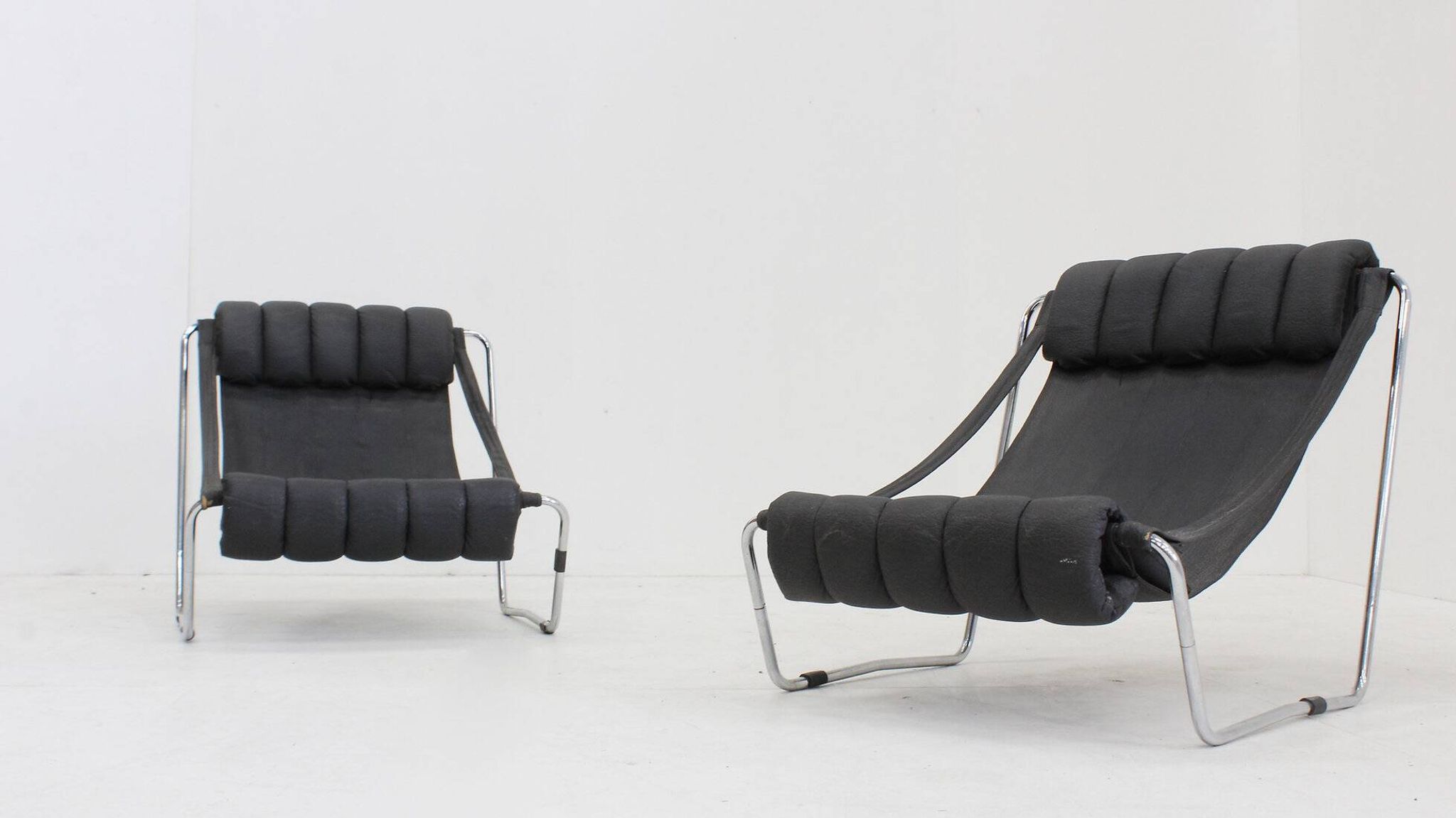 Vintage chrome lounge chairs by Corsini & Wiskemann for Cinova, 1970s set of 2