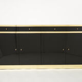 Enfilade laquée noire et laiton signée J.C. Mahey années 70