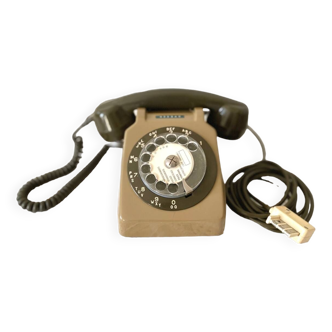 Téléphone fixe vintage Thomson Socotel S63 à cadran rotatif bicolore