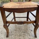 8 Louis XV chairs in solid oak and straw with shell sculptures