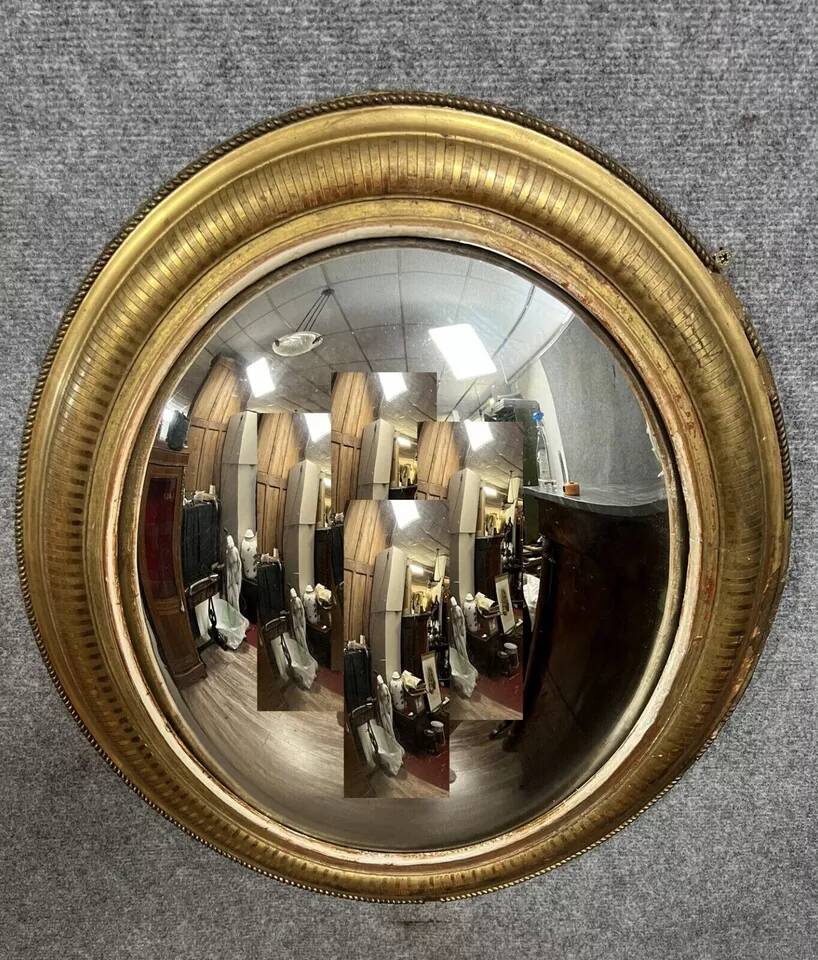 Louis XVI style giltwood oval witch's mirror circa 1850