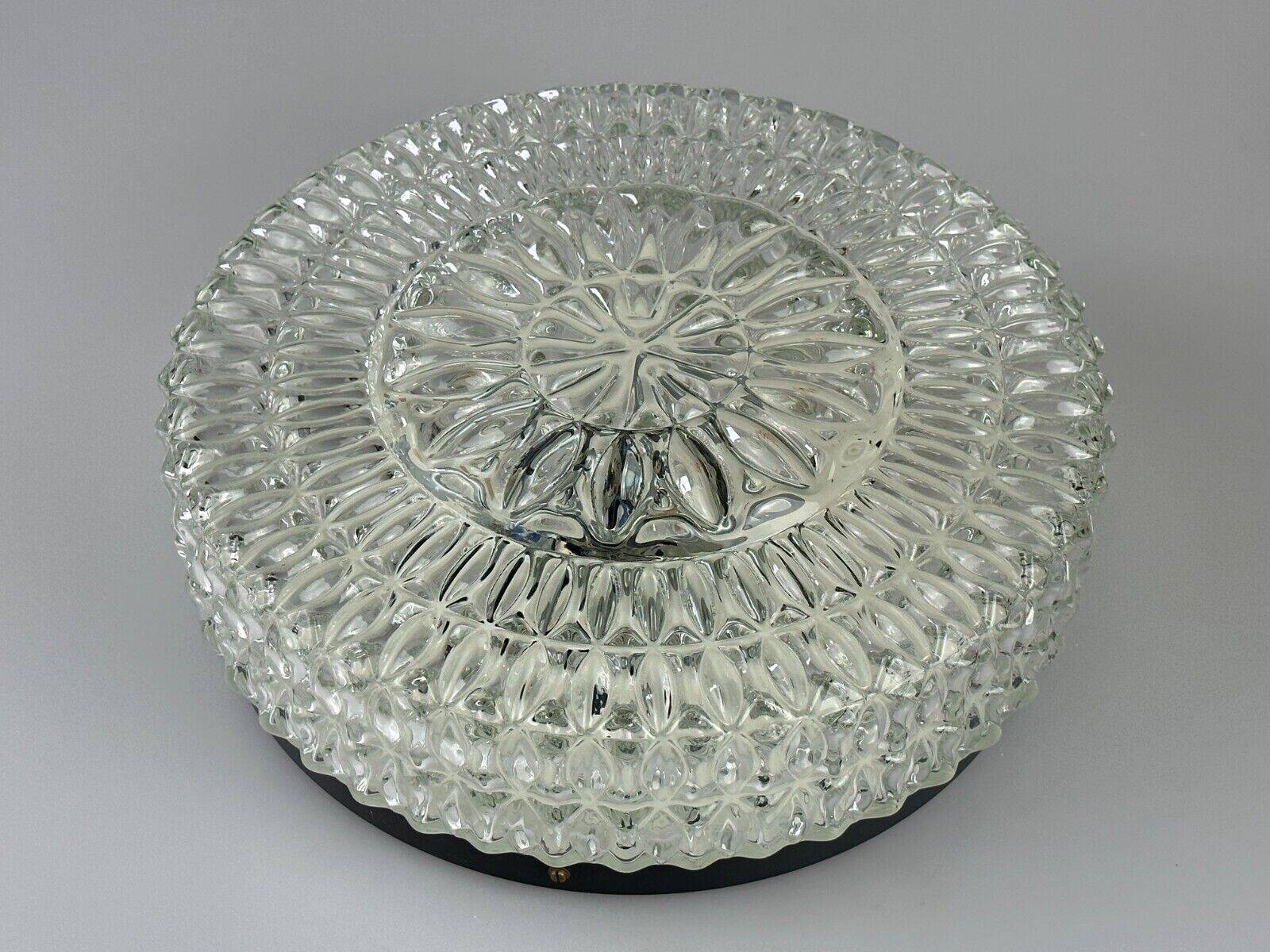 60s 70s ceiling lamp Hustadt Leuchten Germany Plafoniere glass & metal