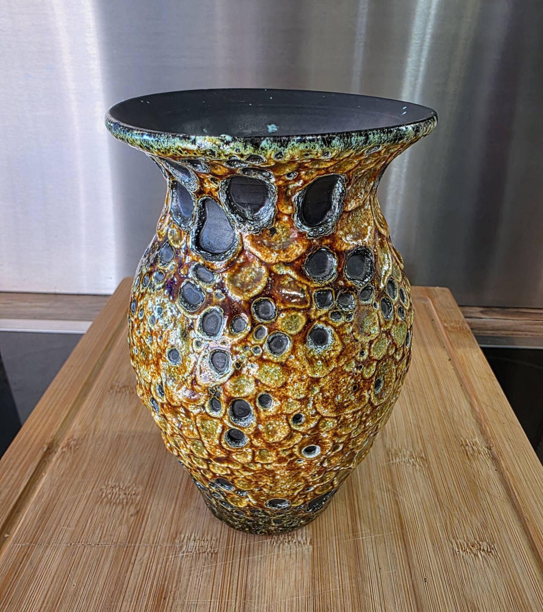 Vintage vase Cyclope Émaux de la Garrigue Fat Lava 17 cm