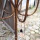 Vintage gold metal floor lamp, 70s