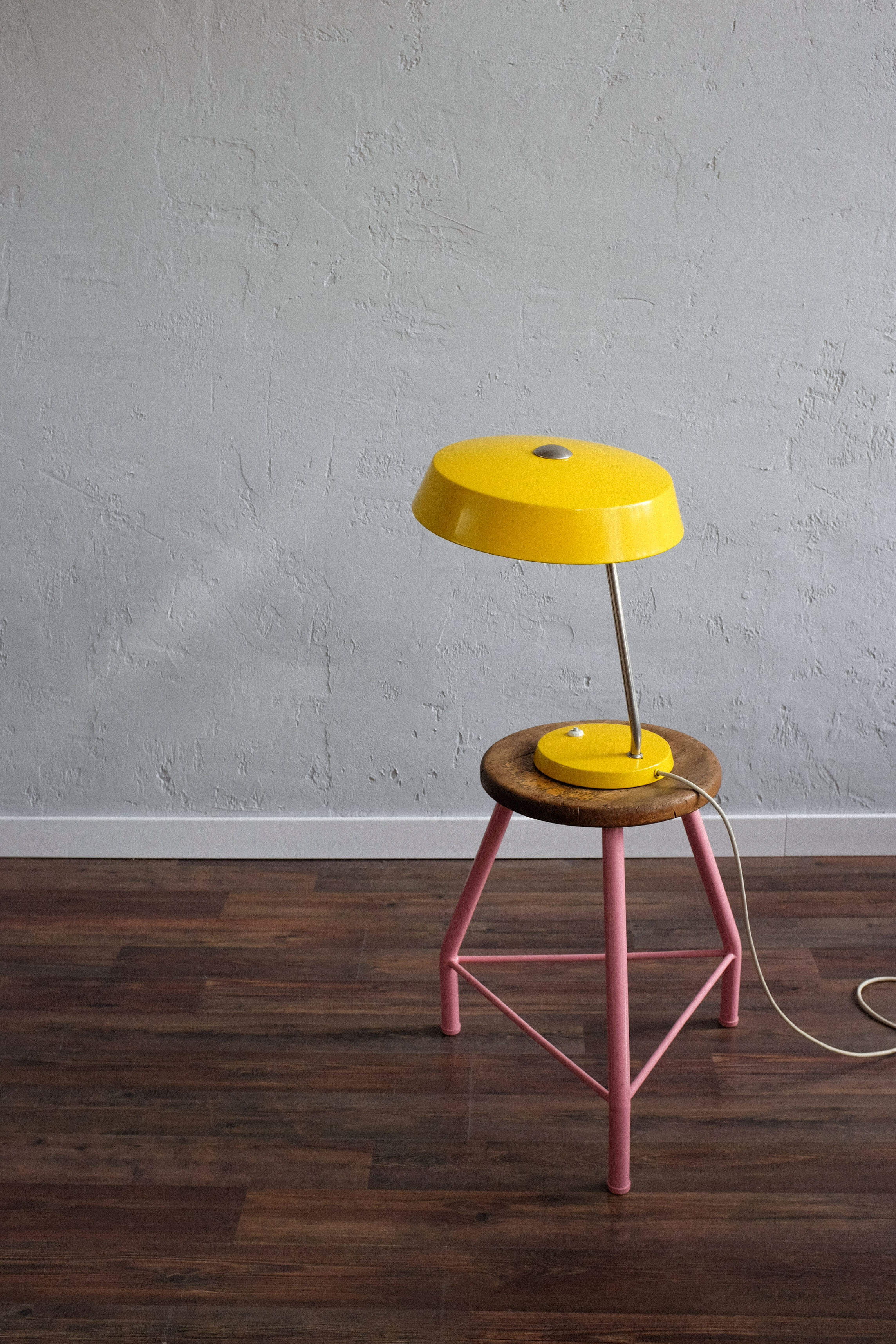 East germany vintage yellow table lamp by veb narva leuchtenbau, 1960s