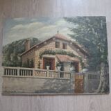 Painting on a plaque: Alsatian house