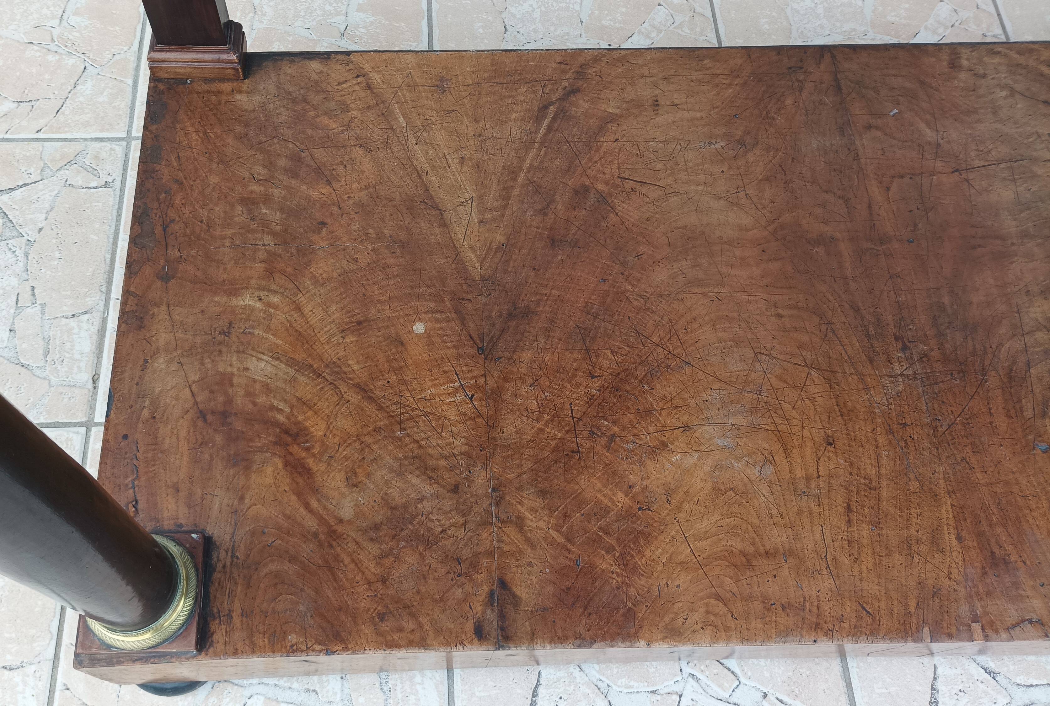 Large Empire period mahogany console table