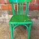 Chaise Bistrot Ancienne Style BAUMANN Bois Tourné Vert Vintage