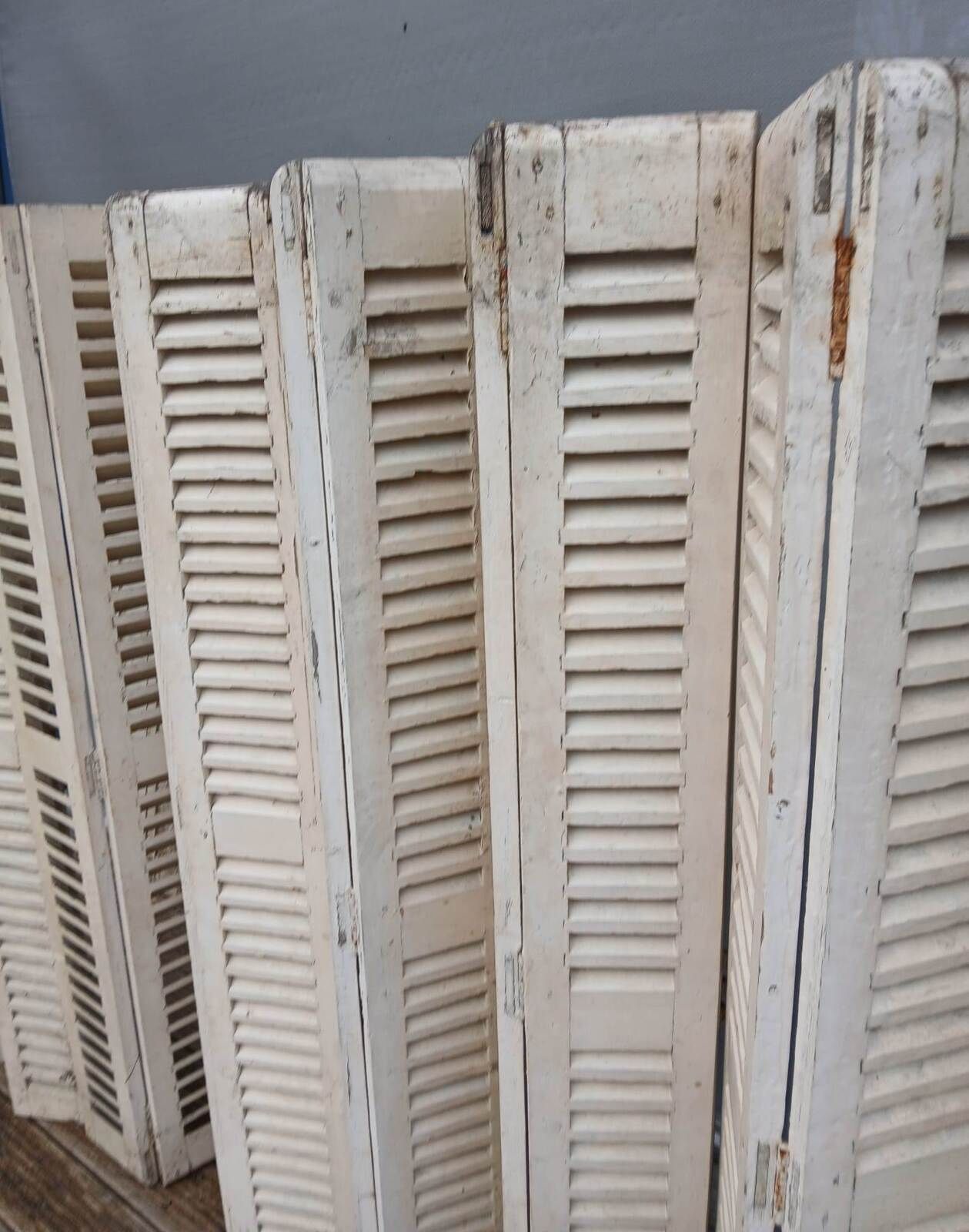 Set of 10 vintage wooden double shutters.