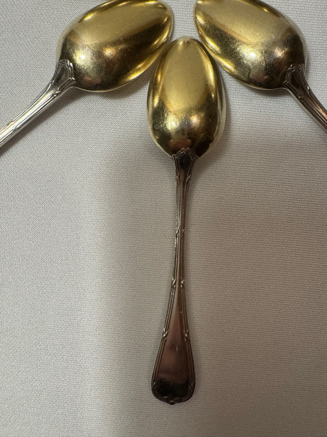 Six Christofle teaspoons, silver-plated vermeil