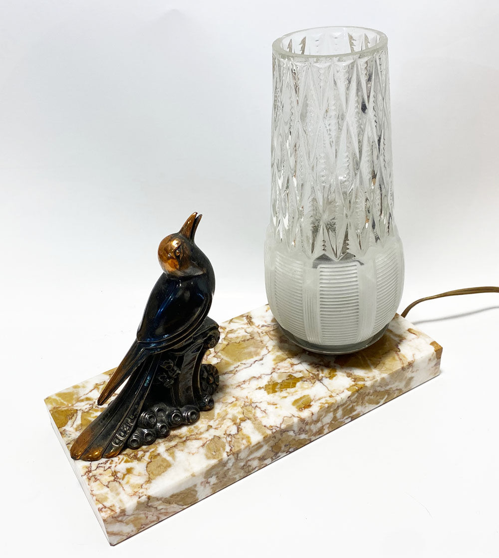 Table lamp, marble, glass an brass
