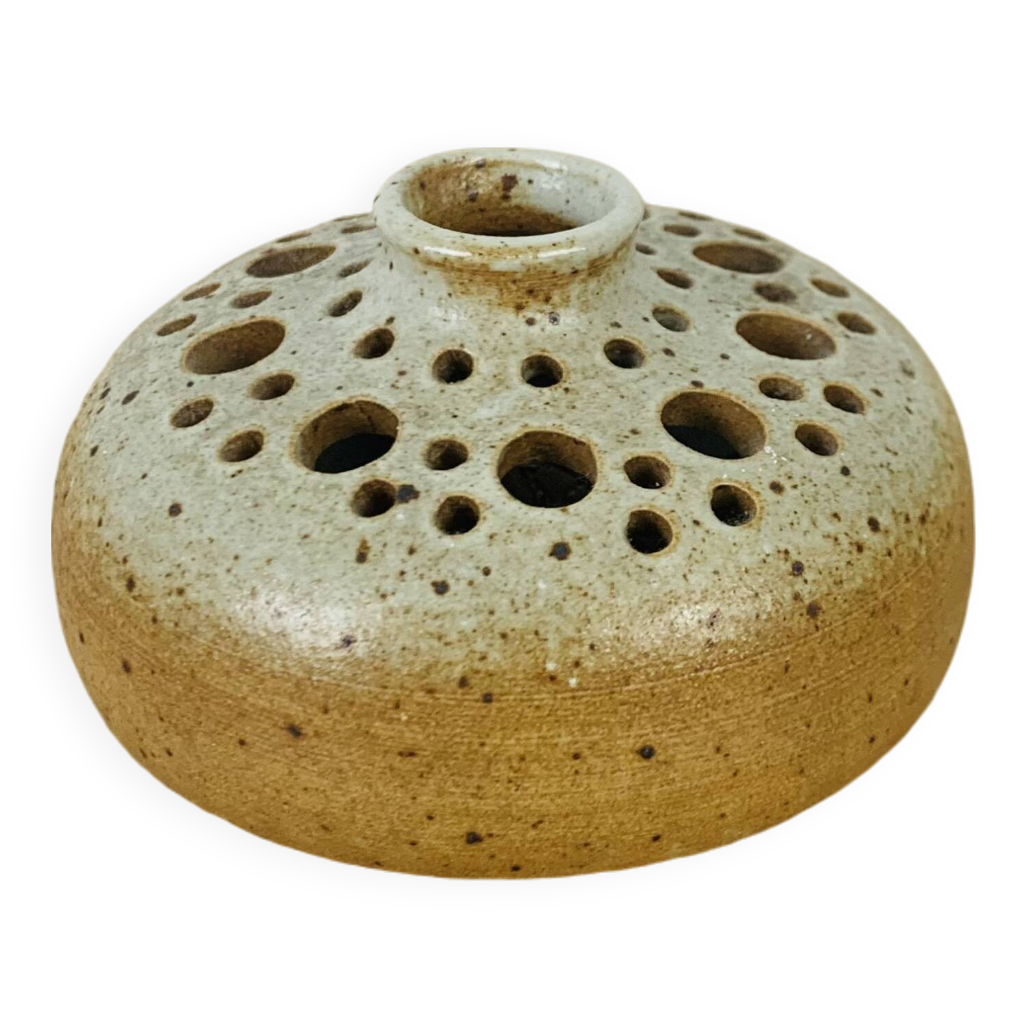 Stoneware flower spike ball vase, 7 soleils workshop
