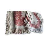 Nappe carrée rouge et blanche 140x140 et 6 serviettes