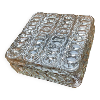 Square wall light, vintage ceiling light in transparent glass.