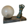 Art Deco lamp woman, opaline globe and marble base.
