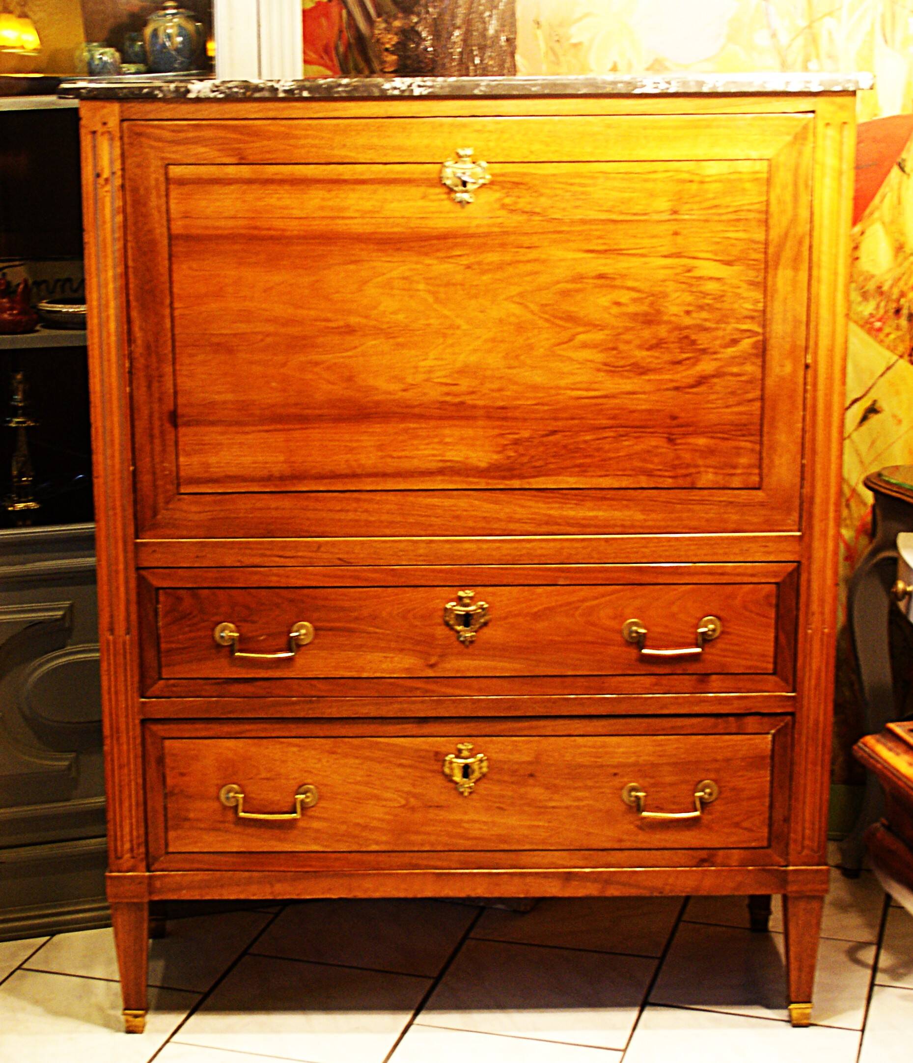 Louis XVI period light mahogany secretary