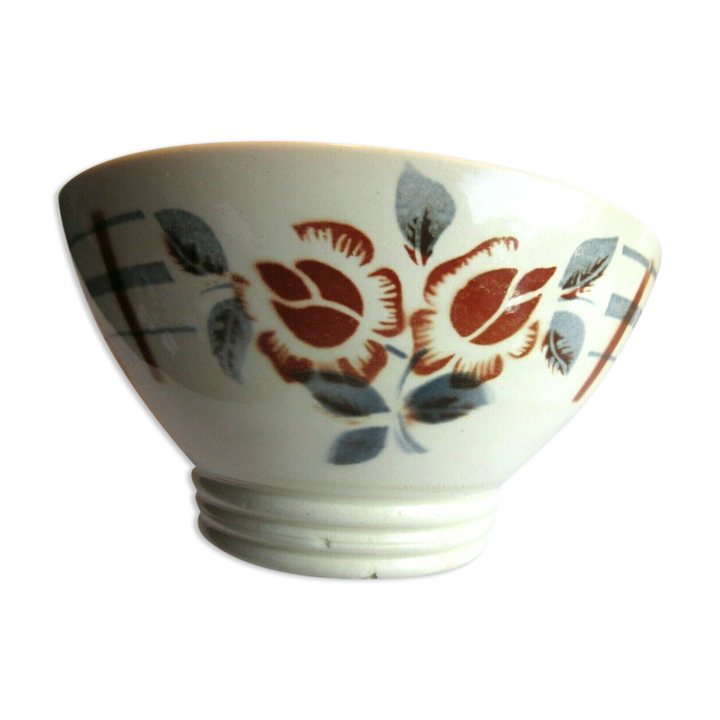 Former Art Deco bowl by Digoin Sarreguemines flower decoration and trellis