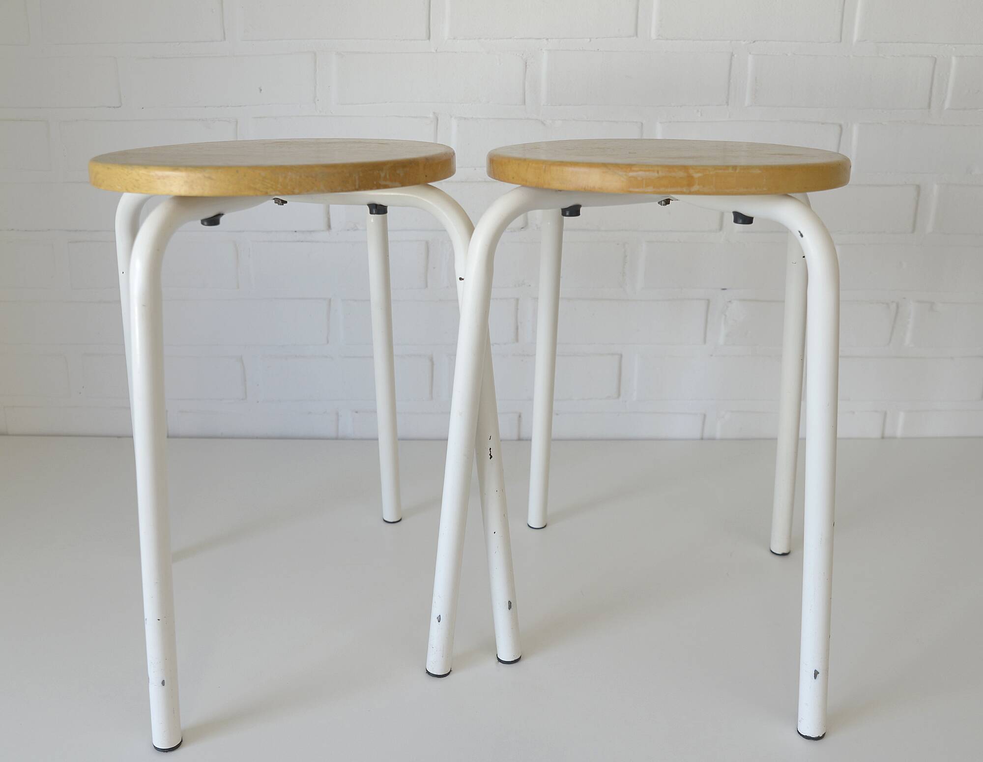 Pair of Vintage Stackable Stools Mid Century Modern Space Age Plant Stand
