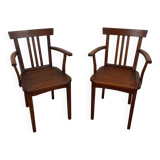 Pair of wooden bridge armchairs