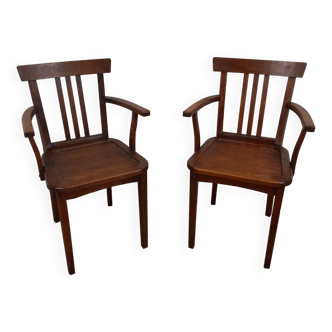 Pair of wooden bridge armchairs