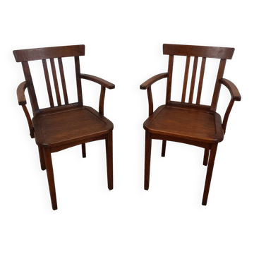 Pair of wooden bridge armchairs