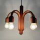 Suspended Sputnik counterweight lamp with 5 arms in teak by Domus, 1970s, Italy.