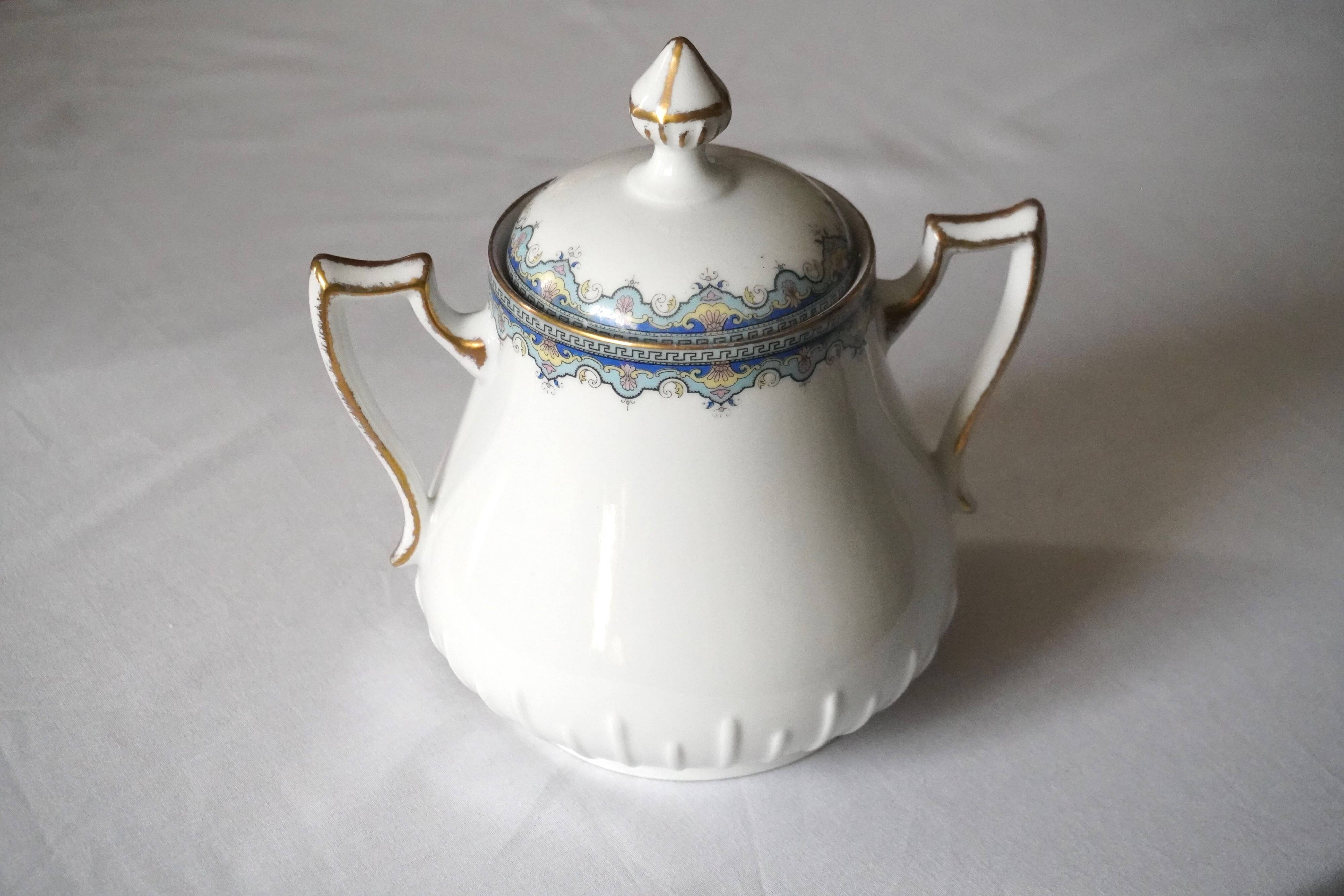 White Limoges porcelain sugar bowl/sugar pot