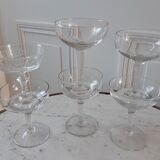 Set of 6 mismatched crystal champagne glasses 30s-40s