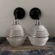 Pair of white, black and silver Art Deco wall lights