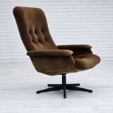 Années 1970, chaise pivotante scandinave vintage, velours, état d'origine.