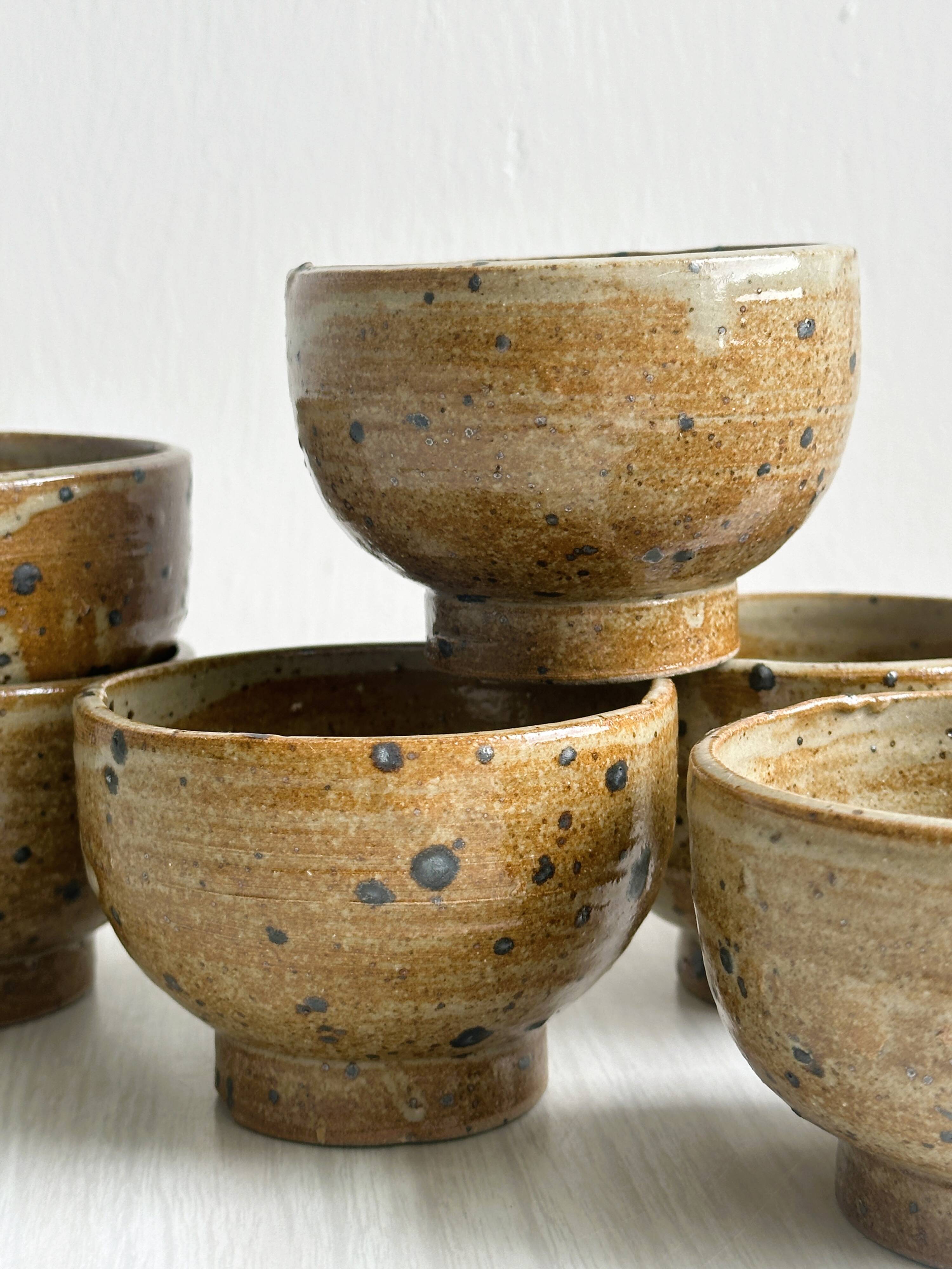 6 small artisanal pyrite sandstone cups.