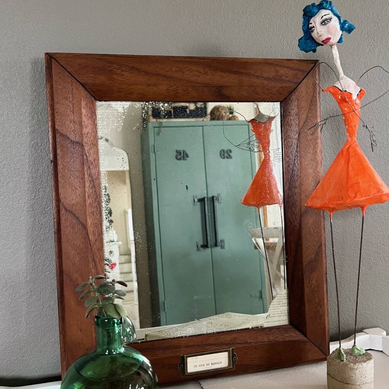 Antique wooden mirror “Wedding day”