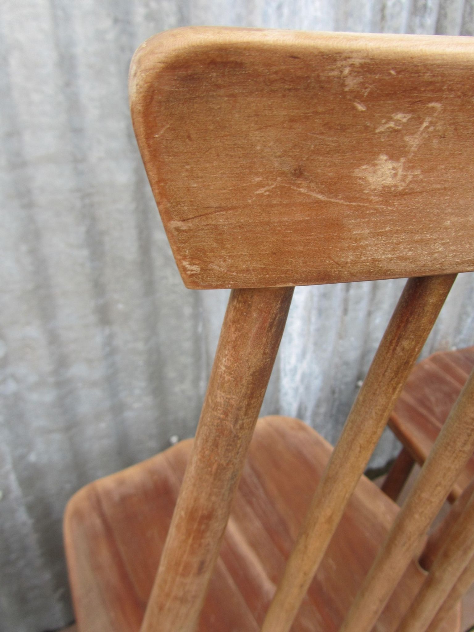 Scandinavian solid wooden high back spindle chairs, set of 4
