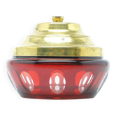 Bonbonnière Art Déco, verre rubis, laiton, Allemagne, années 1930